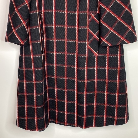 Vintage Pauline Trigere A Trigere Coat Wool Union Made Black Plaid Size 12 70s - Picture 3 of 11
